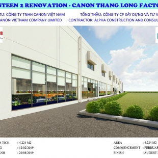 Dự án NHÀ MÁY CANON VIỆT NAM TẠI KCN THĂNG LONG- HÀ NỘI, KCN QUẾ VÕ- BẮC NINH, KCN TIÊN SƠN- BẮC NINH.